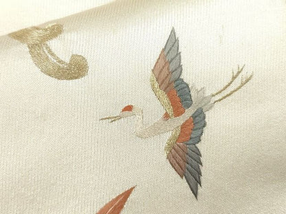 平和屋着物■六通太鼓柄袋帯 刺繍 流水飛鶴花文 金銀糸 逸品 CAAG2961eg