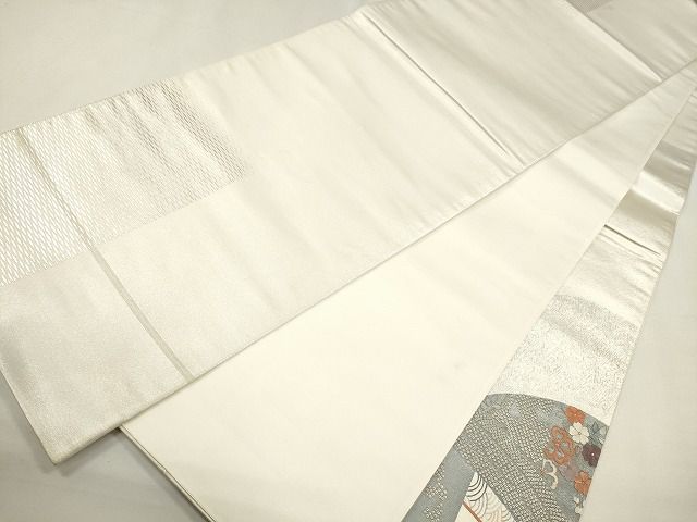 平和屋着物■六通太鼓柄袋帯 刺繍 流水飛鶴花文 金銀糸 逸品 CAAG2961eg