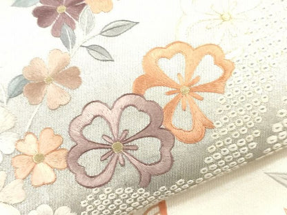 平和屋着物■六通太鼓柄袋帯 刺繍 流水飛鶴花文 金銀糸 逸品 CAAG2961eg