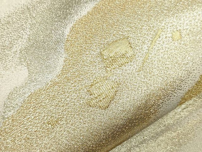 平和屋着物■太鼓柄袋帯 綴れ 霞文 金銀糸 逸品 未使用 CAAG2966eg
