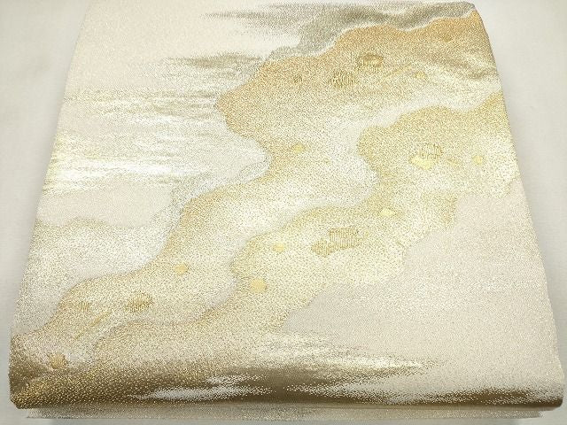 平和屋着物■太鼓柄袋帯 綴れ 霞文 金銀糸 逸品 未使用 CAAG2966eg