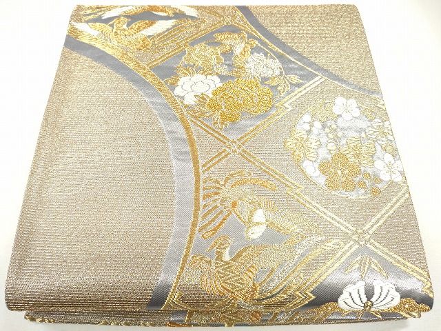 平和屋着物■六通柄袋帯 唐織 朱雀蜀金 金糸 逸品 CAAG2979eg