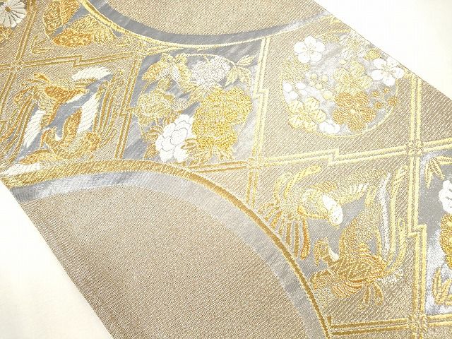 平和屋着物■六通柄袋帯 唐織 朱雀蜀金 金糸 逸品 CAAG2979eg