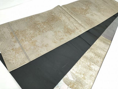 平和屋着物◎太鼓柄袋帯 エ霞天井花文 銀糸 引箔 正絹 逸品 AAAK4941Aru