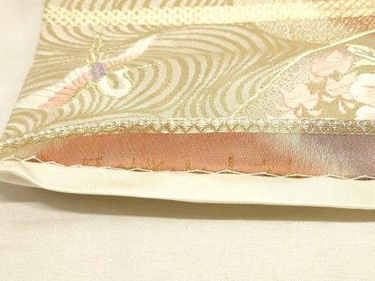 平和屋着物◎六通柄袋帯 唐織 山取桃山小袖 金糸 正絹 逸品 AAAL0741Apf