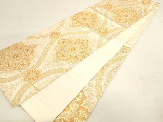 平和屋着物◎六通柄袋帯 立涌花文 金糸 正絹 逸品 AAAL0762Apf
