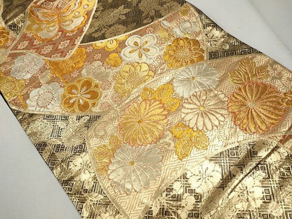 平和屋着物■六通柄袋帯 花蝶文 金銀糸 逸品 CAAI8907hy