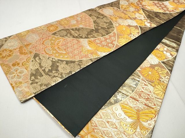 平和屋着物■六通柄袋帯 花蝶文 金銀糸 逸品 CAAI8907hy