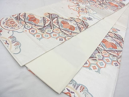 平和屋着物◎六通柄袋帯 唐織 雲取り有職文 銀糸 逸品 BAAJ0570qt