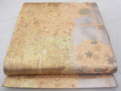 平和屋着物◎六通柄袋帯 天井花丸文 金糸 引箔 逸品 BAAJ0585qt