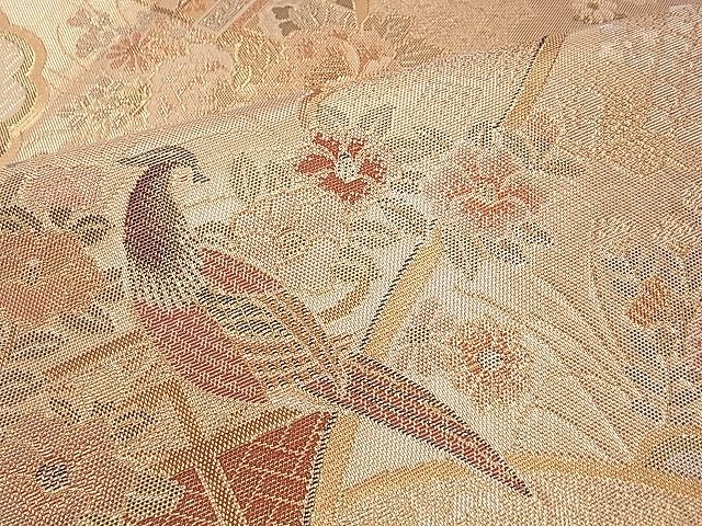 平和屋着物◎佐賀錦 六通柄袋帯 花鳥絵巻 金糸 逸品 BAAJ8926qt