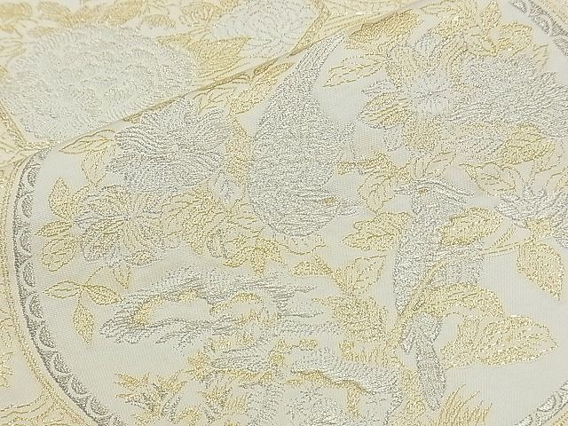 平和屋着物◎六通柄袋帯 花鳥絵皿 金糸 逸品 BAAJ8947qt