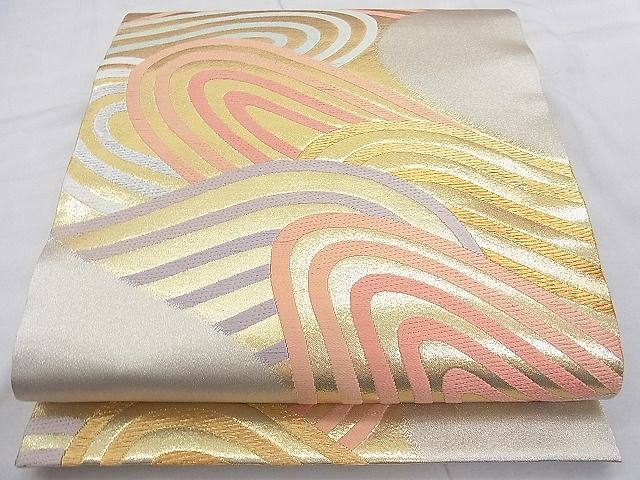 平和屋着物◎六通柄袋帯 唐織 立波文様 金銀糸 逸品 BAAJ8952qt