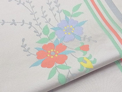 平和屋着物◎六通柄袋帯 草花文 逸品 BAAJ8972qt
