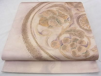 平和屋着物◎太鼓柄袋帯 ふくれ織 花唐草文 金彩 逸品 BAAJ8970qt