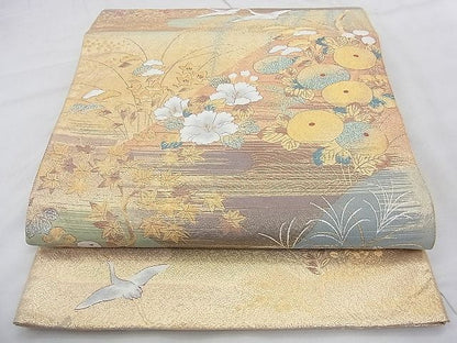 平和屋着物◎六通柄袋帯 唐織 琳派遠山文 金糸 逸品 BAAJ8982qt