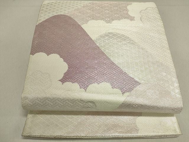 平和屋着物◎佐賀錦　本場筑前博多織　六通柄袋帯　丸正織物　重ね山文　銀糸　証紙付き　逸品　DAAH9252mz