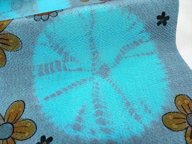 平和屋本店■希少　染色作家　山本由季　九寸開き名古屋帯　手描き　舞花文　金彩　鬼しぼ縮緬　逸品　CYAA0718s4