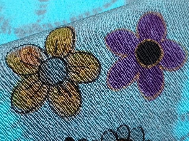 平和屋本店■希少　染色作家　山本由季　九寸開き名古屋帯　手描き　舞花文　金彩　鬼しぼ縮緬　逸品　CYAA0718s4