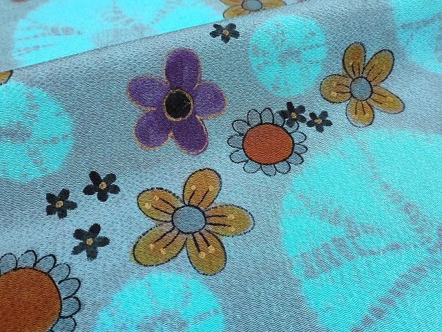 平和屋本店■希少　染色作家　山本由季　九寸開き名古屋帯　手描き　舞花文　金彩　鬼しぼ縮緬　逸品　CYAA0718s4