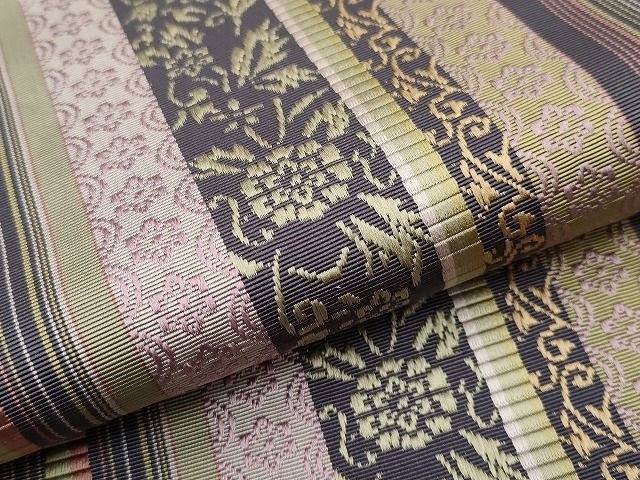 期間限定セール30%off■極上　本場筑前博多織　草木染　手織工房　染匠：小森久　八寸名古屋帯　如水間道　証紙・共箱付 CYAA0734s4