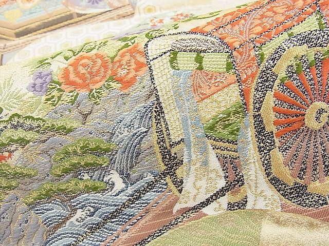 平和屋着物◎六通柄袋帯 扇面重 金糸 逸品 BAAJ6944sa