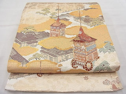 平和屋着物◎太鼓柄袋帯 唐織 優都里 金糸 逸品 BAAJ6962sa