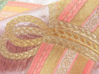 平和屋着物◎六通柄袋帯 籬青海波 金銀糸 逸品 BAAJ6947sa