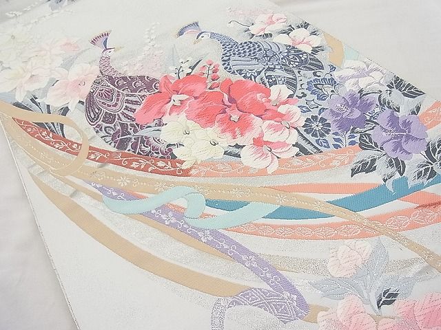 平和屋着物◎六通柄袋帯 唐織 九百錦 孔雀の来る日 金銀糸 逸品 BAAJ6943sa