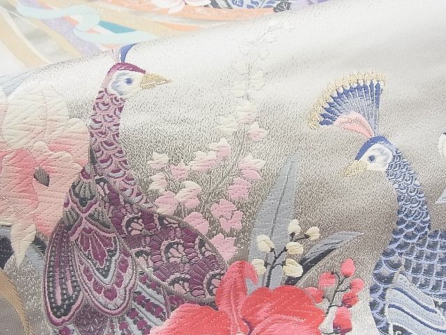 平和屋着物◎六通柄袋帯 唐織 九百錦 孔雀の来る日 金銀糸 逸品 BAAJ6943sa