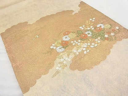 平和屋着物◎太鼓柄袋帯 総刺繍 雲取飛鳥秋草文 金糸 逸品 BAAJ6957sa