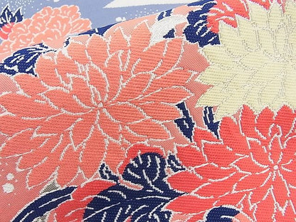 平和屋着物◎六通柄袋帯 唐織 松皮菱草花文 銀糸 逸品 BAAJ6946sa