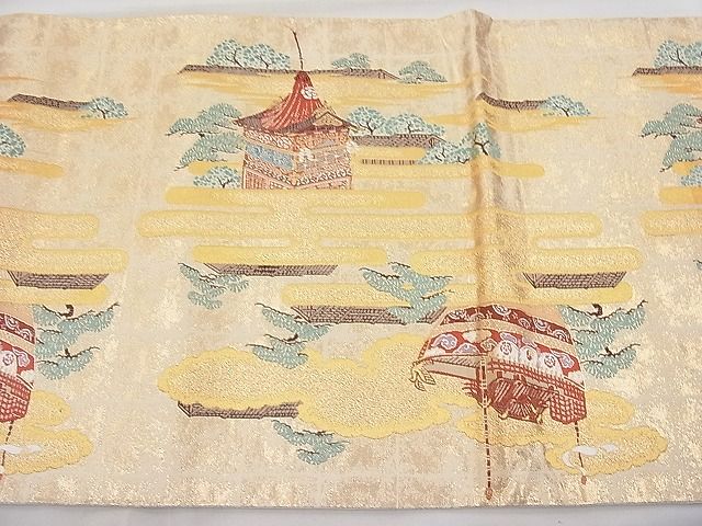 平和屋着物◎太鼓柄袋帯 唐織 優都里 金糸 逸品 BAAJ6962sa