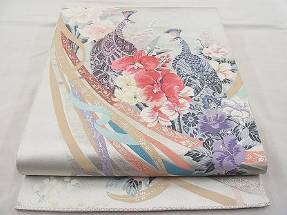 平和屋着物◎六通柄袋帯 唐織 九百錦 孔雀の来る日 金銀糸 逸品 BAAJ6943sa