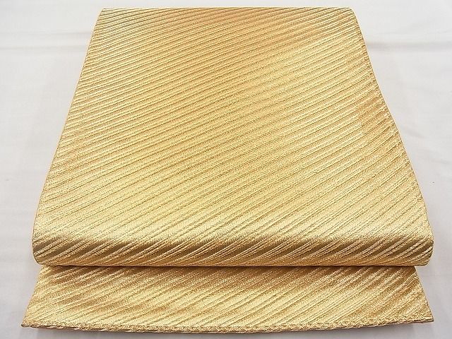 平和屋着物◎全通柄袋帯 斜線文 金糸 逸品 BAAJ6951sa