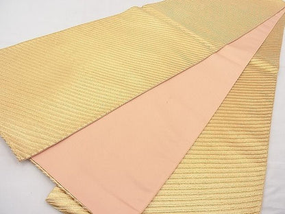 平和屋着物◎全通柄袋帯 斜線文 金糸 逸品 BAAJ6951sa