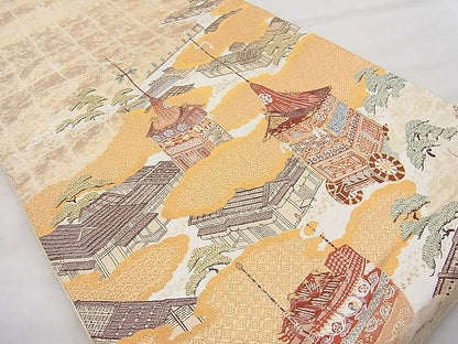 平和屋着物◎太鼓柄袋帯 唐織 優都里 金糸 逸品 BAAJ6962sa