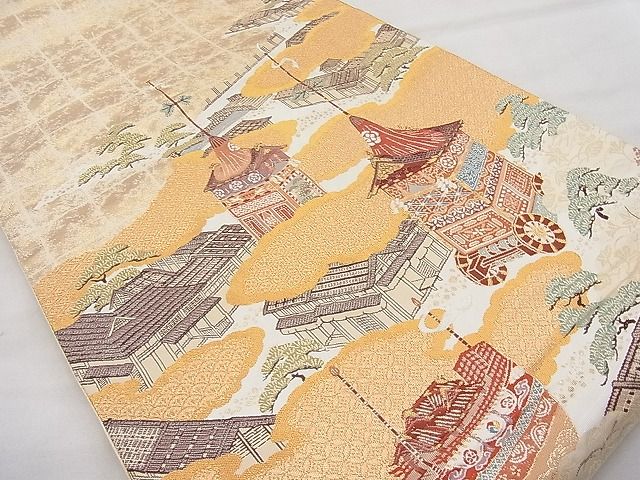 平和屋着物◎太鼓柄袋帯 唐織 優都里 金糸 逸品 BAAJ6962sa