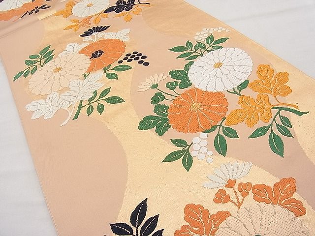 平和屋着物◎六通柄袋帯 立涌草花文 金糸 逸品 BAAJ6973sa