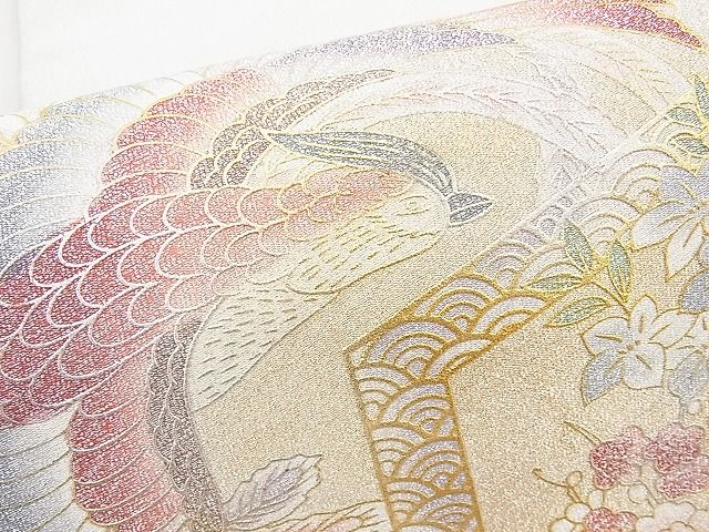 平和屋着物◎太鼓柄袋帯 鳳凰吉祥草花文 金銀彩 逸品 BAAJ6981sa