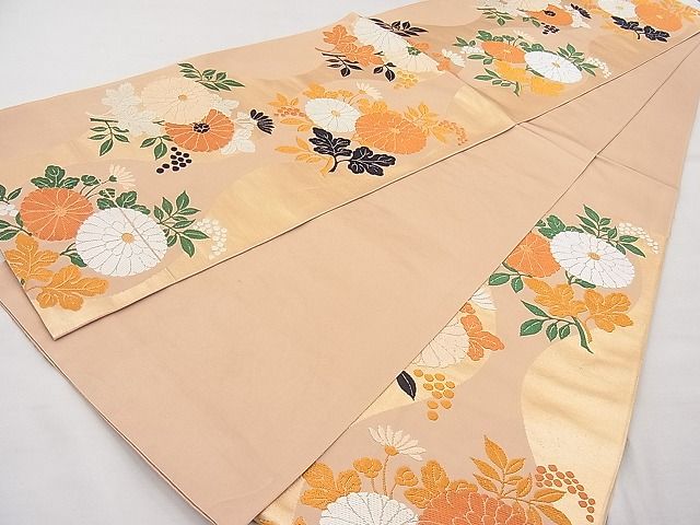 平和屋着物◎六通柄袋帯 立涌草花文 金糸 逸品 BAAJ6973sa