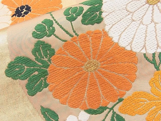 平和屋着物◎六通柄袋帯 立涌草花文 金糸 逸品 BAAJ6973sa
