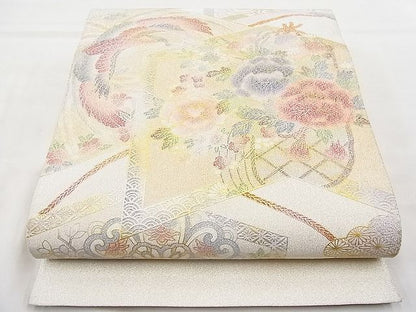 平和屋着物◎太鼓柄袋帯 鳳凰吉祥草花文 金銀彩 逸品 BAAJ6981sa