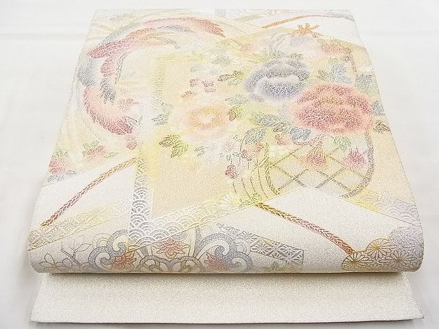 平和屋着物◎太鼓柄袋帯 鳳凰吉祥草花文 金銀彩 逸品 BAAJ6981sa