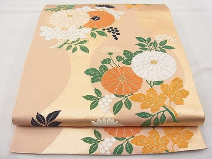 平和屋着物◎六通柄袋帯 立涌草花文 金糸 逸品 BAAJ6973sa