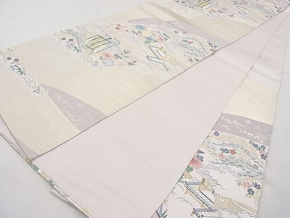 平和屋着物◎六通柄袋帯 御所車地紙風景文 金銀糸 逸品 BAAJ6967sa