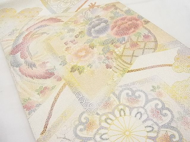 平和屋着物◎太鼓柄袋帯 鳳凰吉祥草花文 金銀彩 逸品 BAAJ6981sa