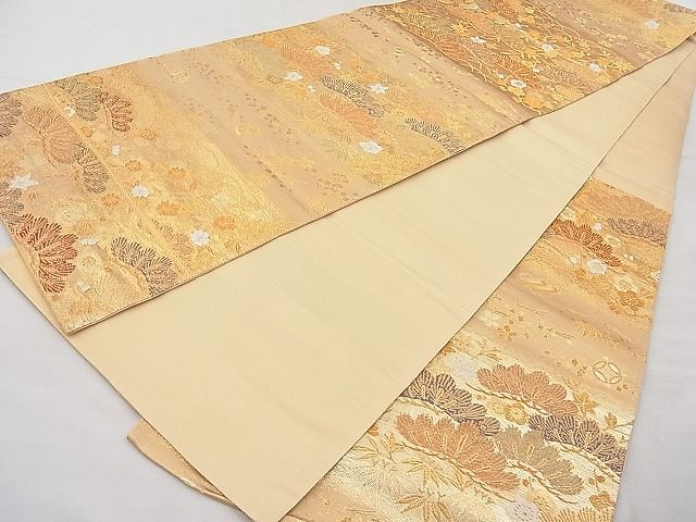 平和屋着物◎六通柄袋帯 唐織 松竹梅桜楓文 金糸 逸品 BAAJ6990sa