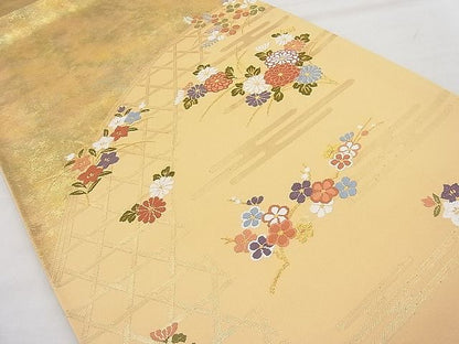 平和屋着物◎太鼓柄袋帯 籬草花文 金糸 逸品 BAAJ6987sa