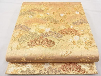 平和屋着物◎六通柄袋帯 唐織 松竹梅桜楓文 金糸 逸品 BAAJ6990sa